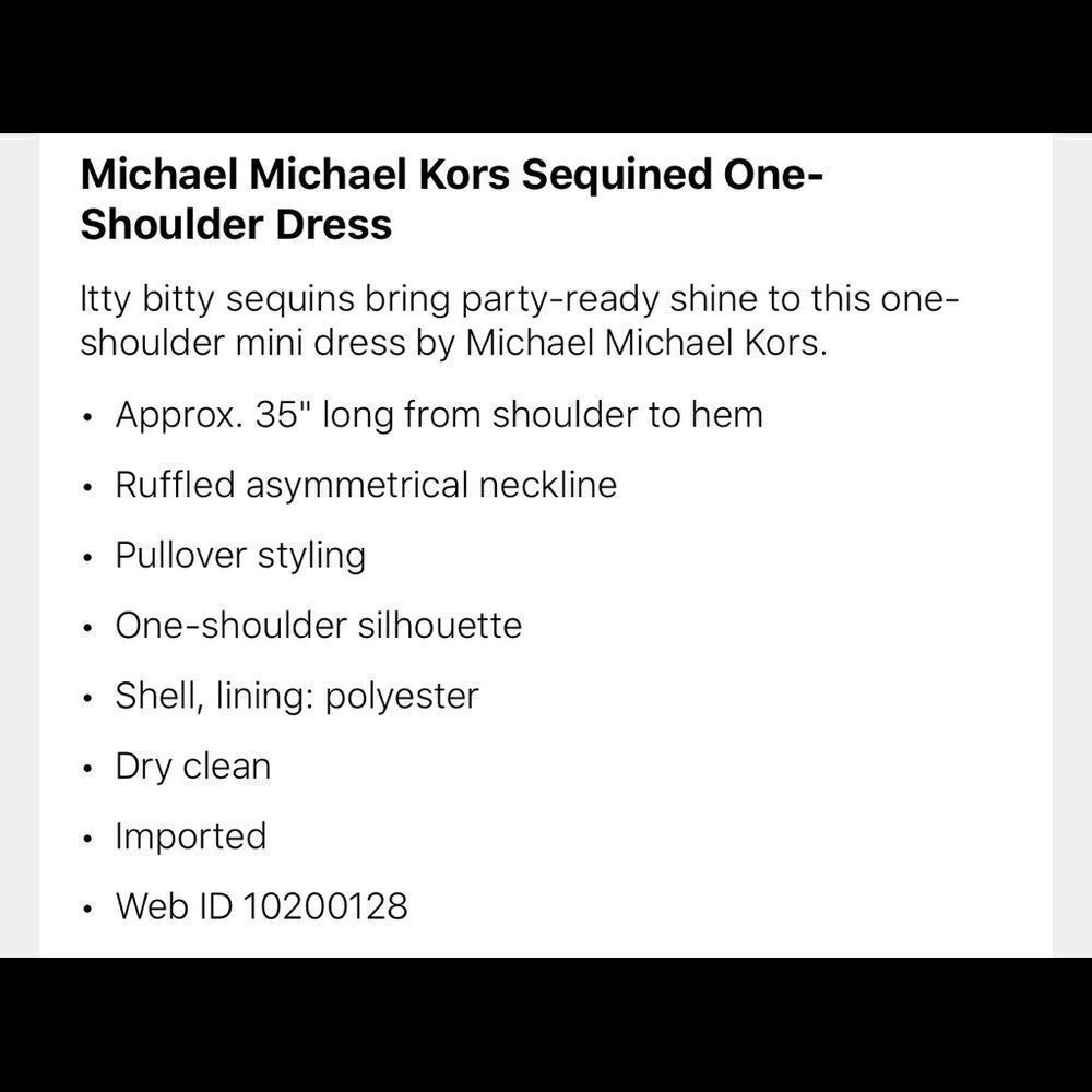 ⭐️MICHAEL Michael Kors One Shoulder Sequined Mini - Picture 4 of 8